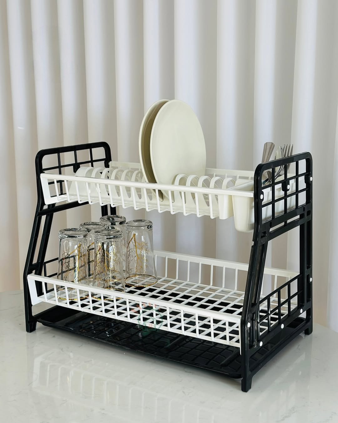 حامل اطباق مع صينية تجفيف